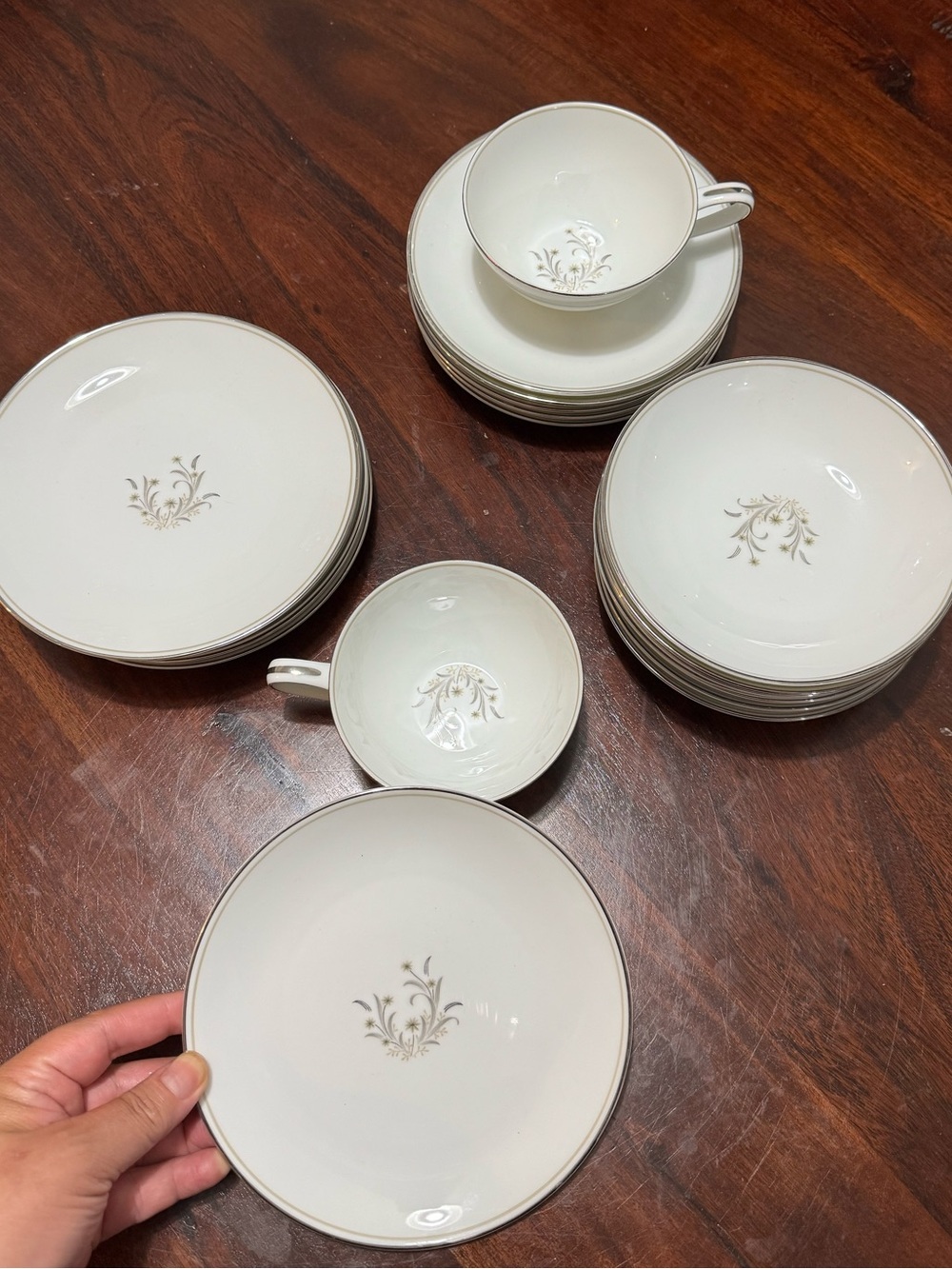 Noritake Japan 5772 Ardis Porcelain China Wares w/ Silver Trim 20 replacements